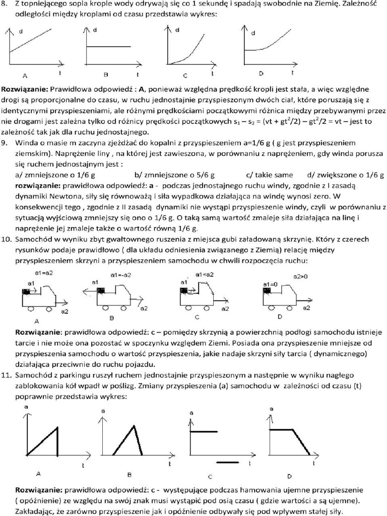 Sprawdzian Fizyka Klasa 7 Hydrostatyka I Aerostatyka Fizyka Sprawdzian Klasa 7 | PDF