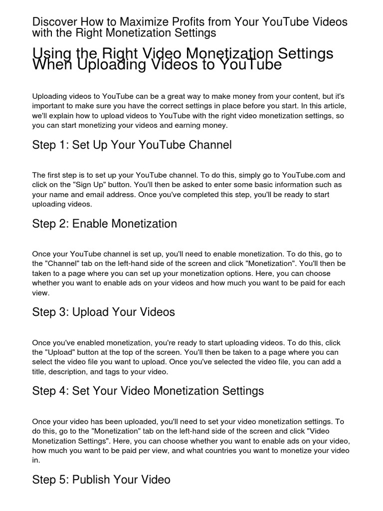 Discover How To Maximize Profits From Your YouTube Videos With The ...