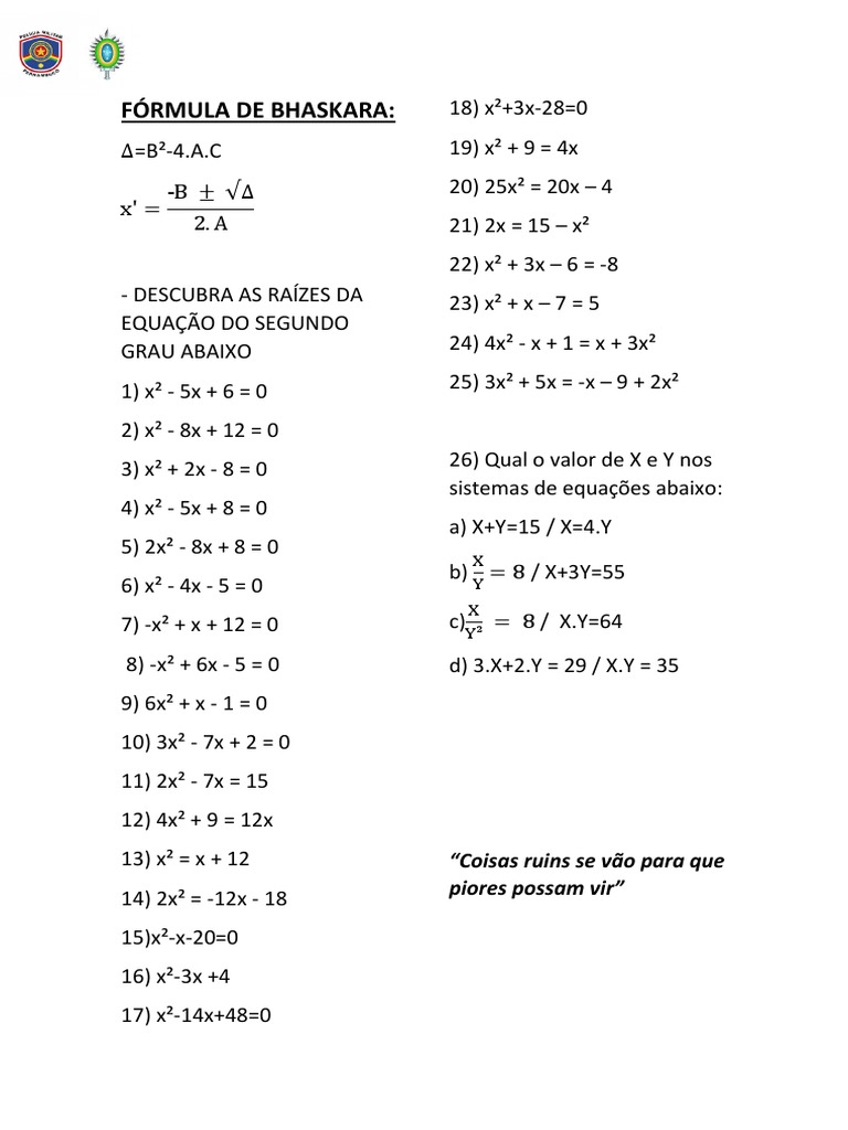 Equação Do 2° Grau | PDF