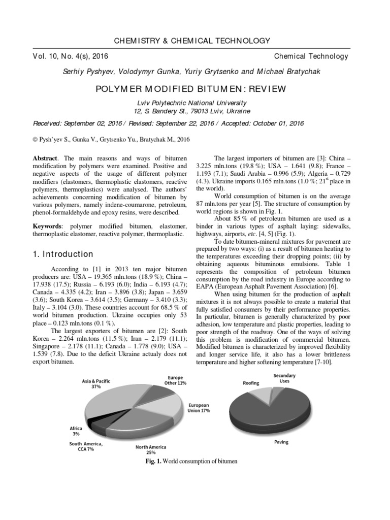 Polymer Modified Bitumen Overview | PDF | Asphalt | Polymers