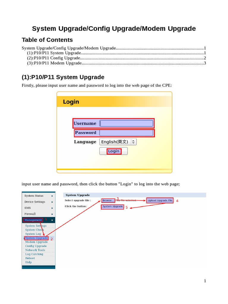 P10 and P11 System Upgrade-Config Upgrade-Modem Upgrade | PDF ...