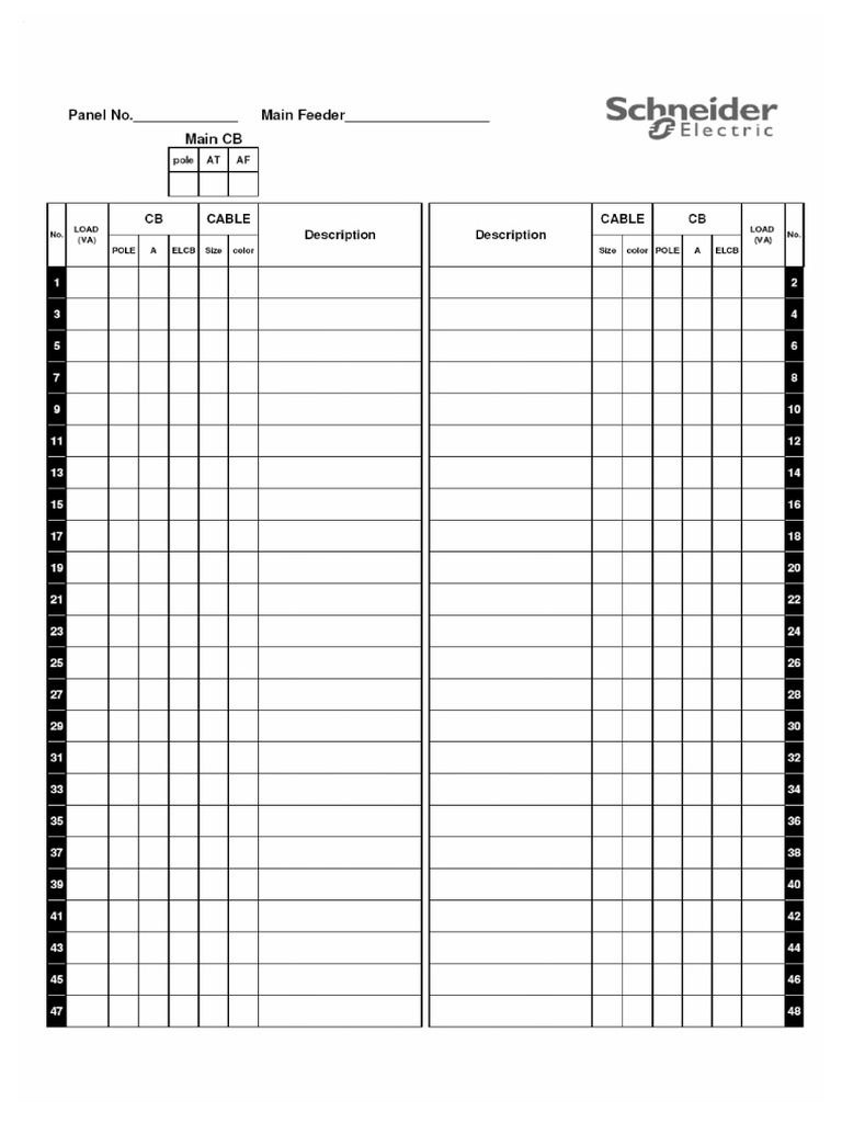 ตารางโหลด (Load Schedule) ของตู้โหลดเซ็นเตอร์ | PDF