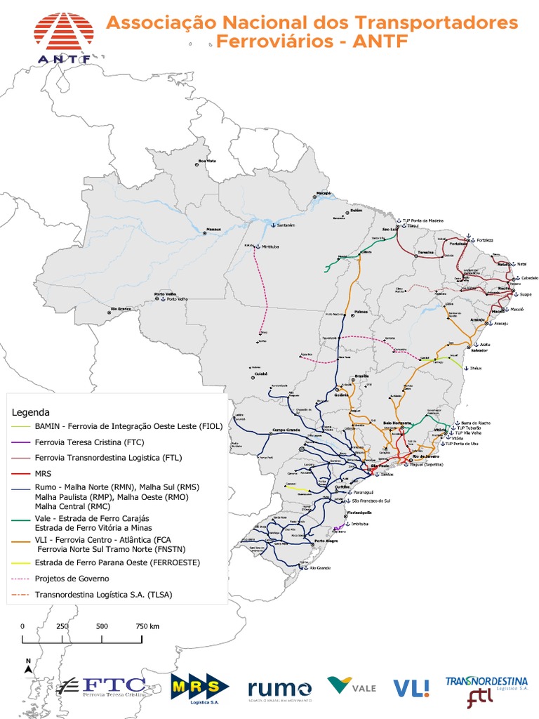 Mapa das Ferrovias do Brasil 2024 | PDF