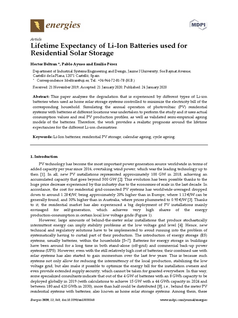 Lifetime Expectancy of Li-Ion Batteries Used For R | PDF ...