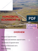 Design and analysis of superelevation for horizontal curves in road geometry