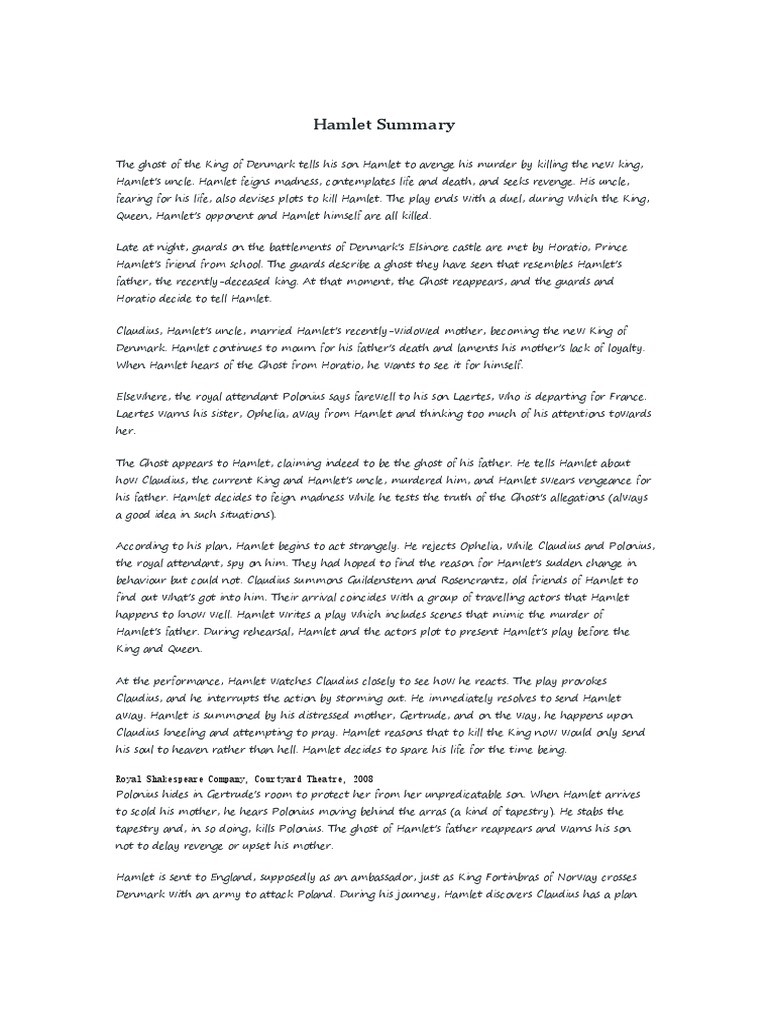 Hamlet Summary PDF Hamlet Plays Based On European Myths And Legends