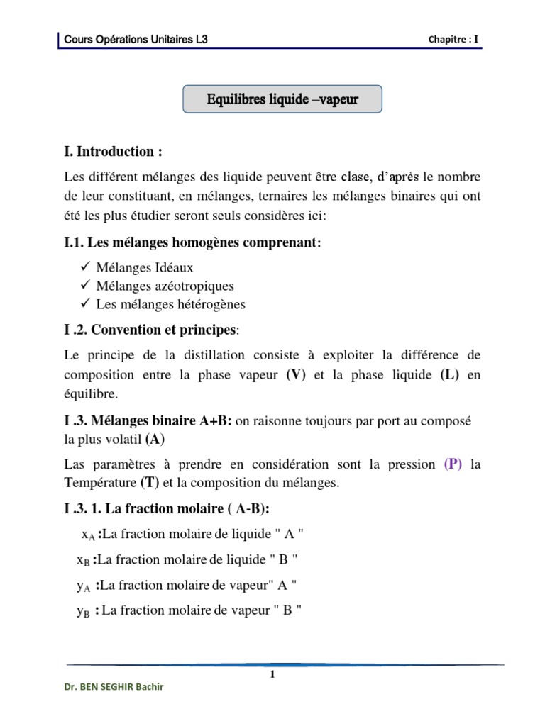 Opérations Unitaires | PDF | Distillation | Vapeur