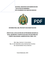 EFECTO DE LA APLICACIÓN DE UN PROGRAMA DE BIOFILIA Puerto Maldonado