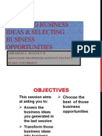 Assessing Business Ideas & Selecting Business Opportunities