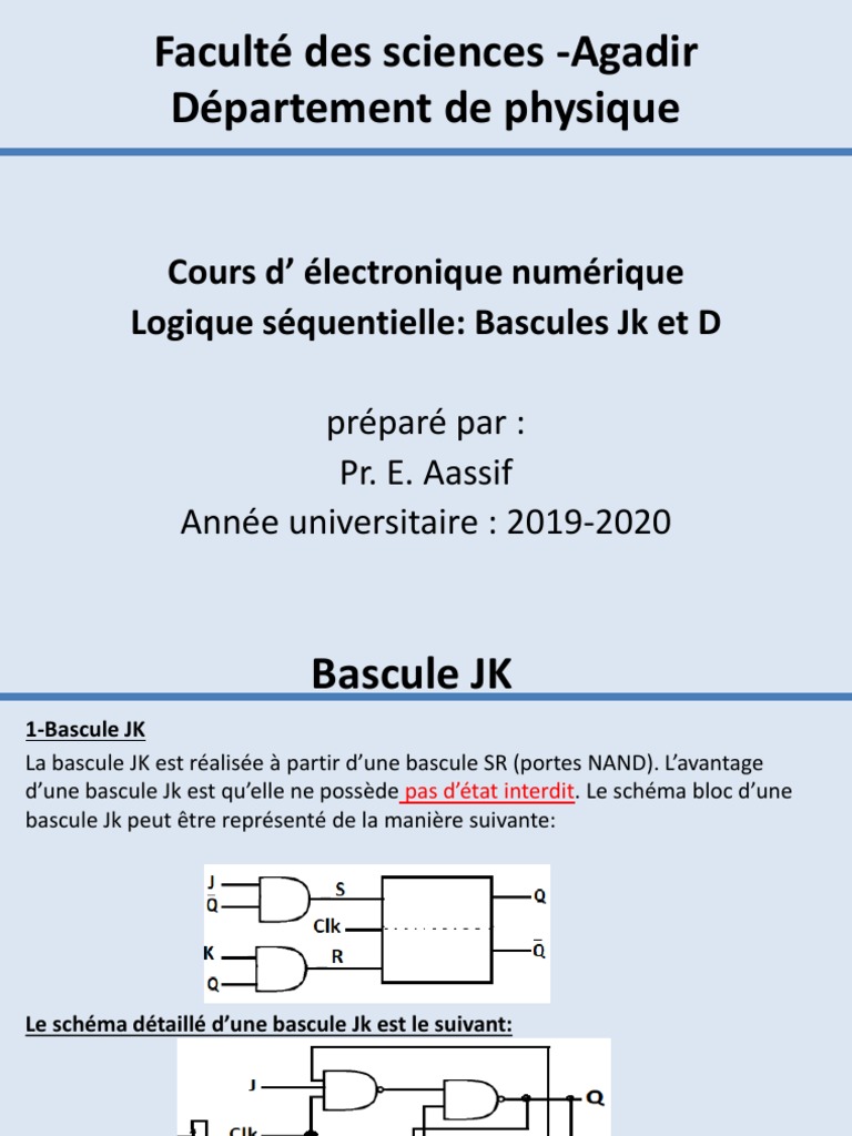 Bascule JK et D Logique séquentielle PDF Électronique numérique — free download
