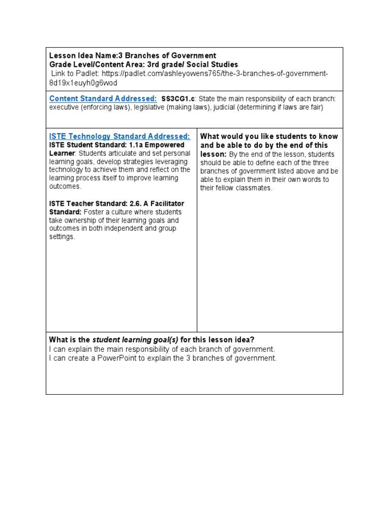 Understanding Government's Three Branches | PDF | Teachers | Learning