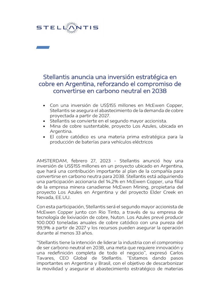 Stellantis Inversiones Estratégicas en Argentina | PDF | Vehículo de ...