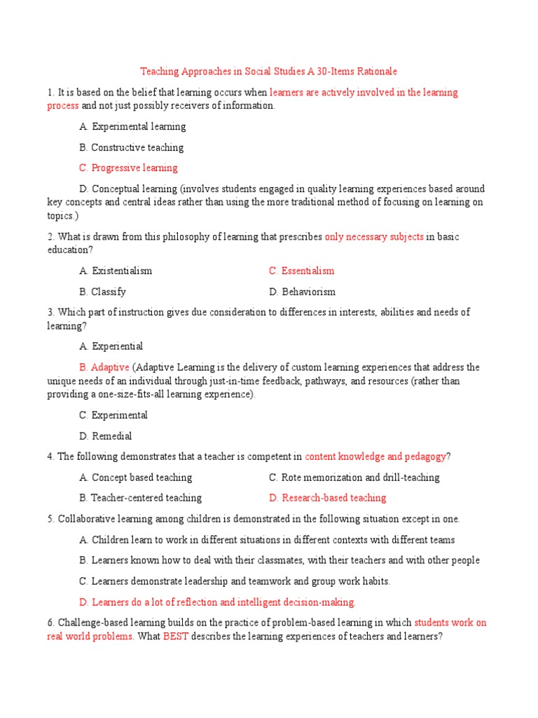 Effective Approaches in Teaching Social Studies | PDF | Learning ...