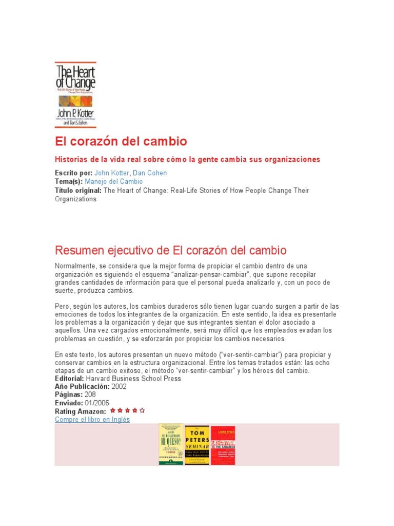 El corazón del cambio organizacional | PDF | Las emociones | Liderazgo