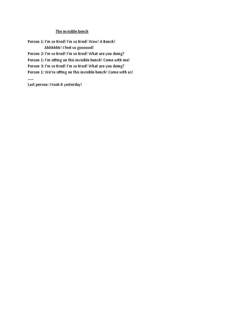 Invisible Bench Skit Script | PDF