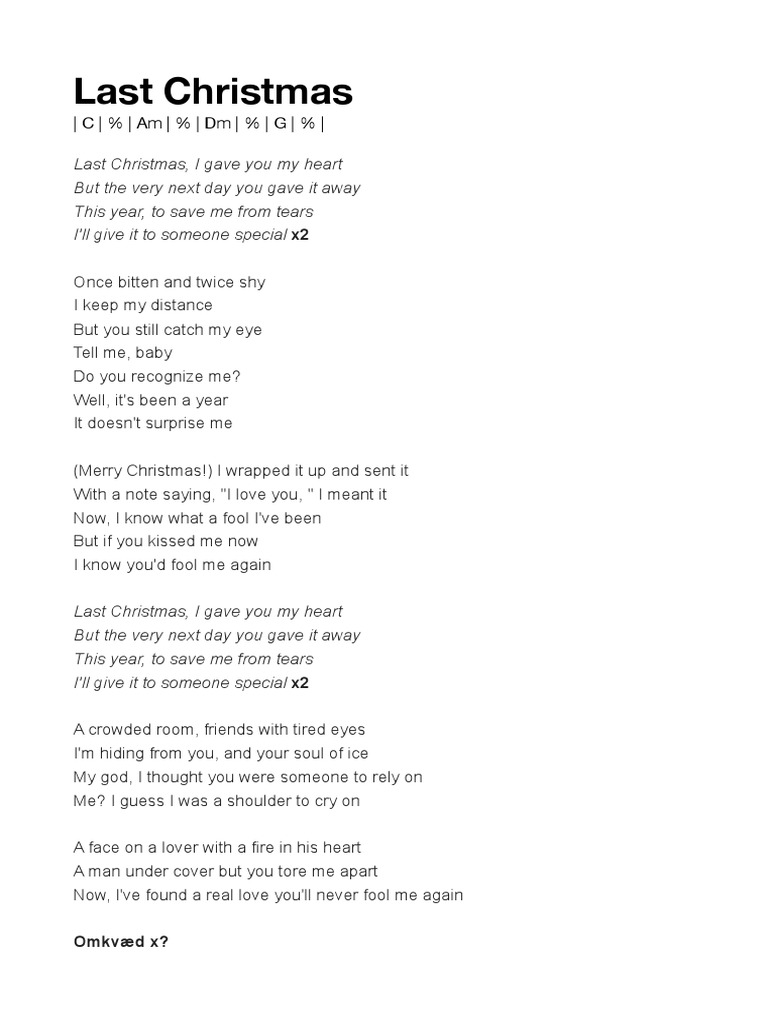 Last christmas chord analysis and lyrics of a popular holiday song pdf