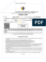 Admit Card: University of Science & Technology, Meghalaya