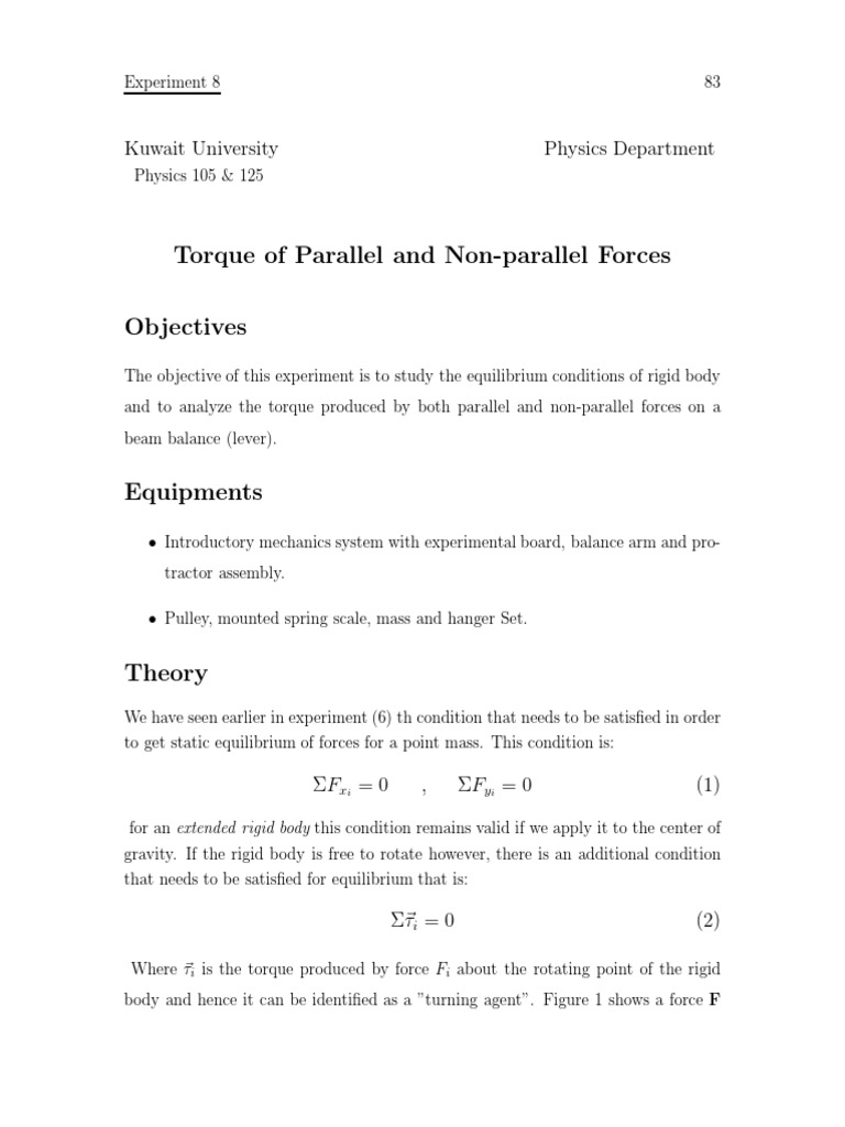 Torque Analysis in Beam Balance Experiment | PDF | Technology & Engineering