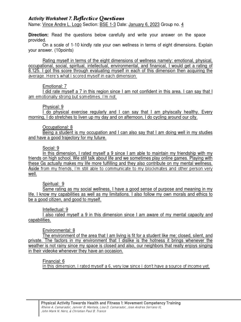 Logo Chapter 4 Activities Assessment PDF Physical Fitness Body