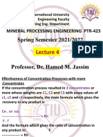 Mineral Procg. Eng PTR 423 LECTURE 4 1