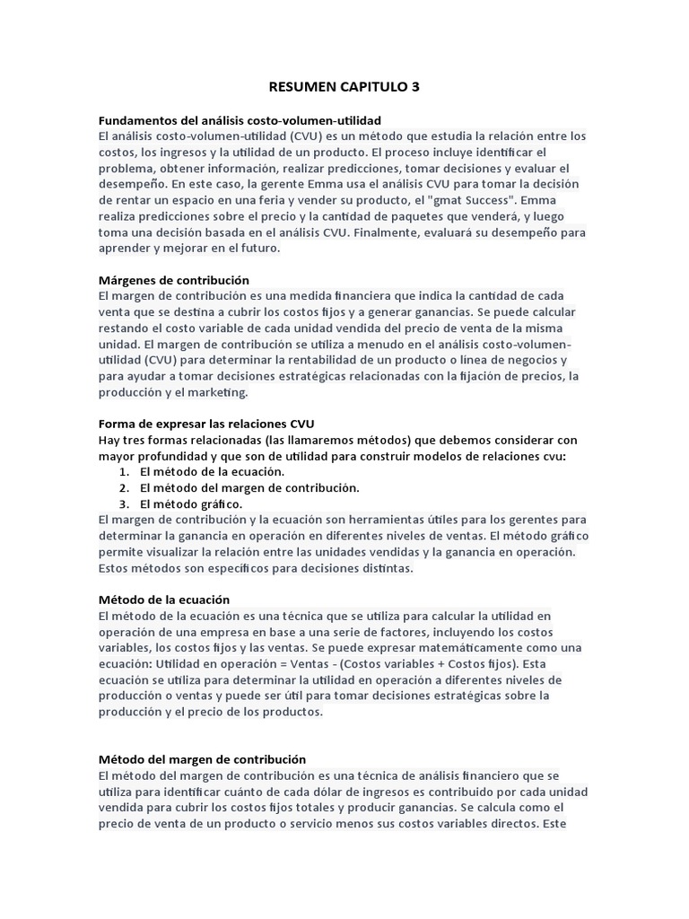 Resumen Capitulo 3 | PDF | Apalancamiento (Finanzas) | Ecuaciones
