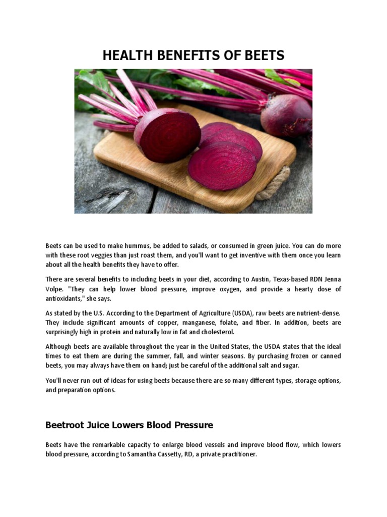 Health Benefits of Beets PDF Beetroot Dietary Fiber