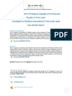 Almost Two Decades of Portuguese Language in The Democratic Republic of Timor-Leste