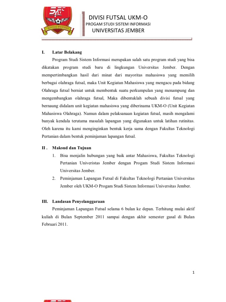 Contoh Surat Permohonan Peminjaman Lapangan Sepak Bola 
