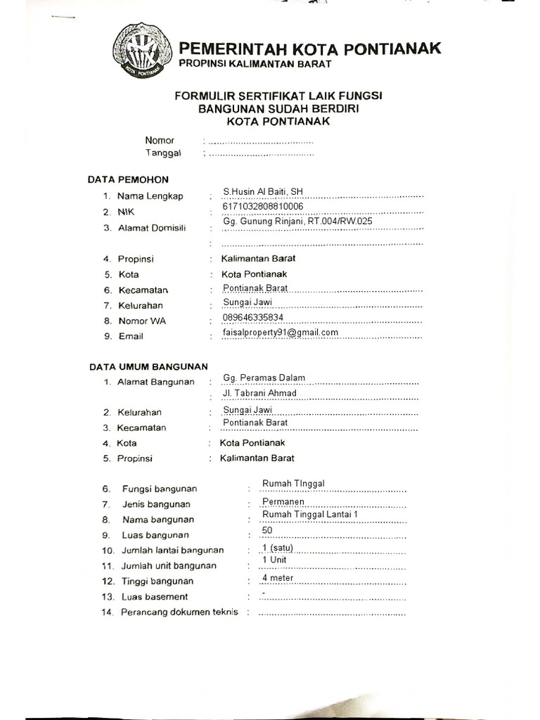 Form Draf PBG PTK | PDF