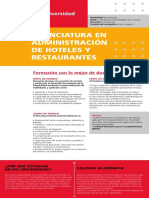 Lic Administracion de Hoteles y Restaurantes Plan de Estudios