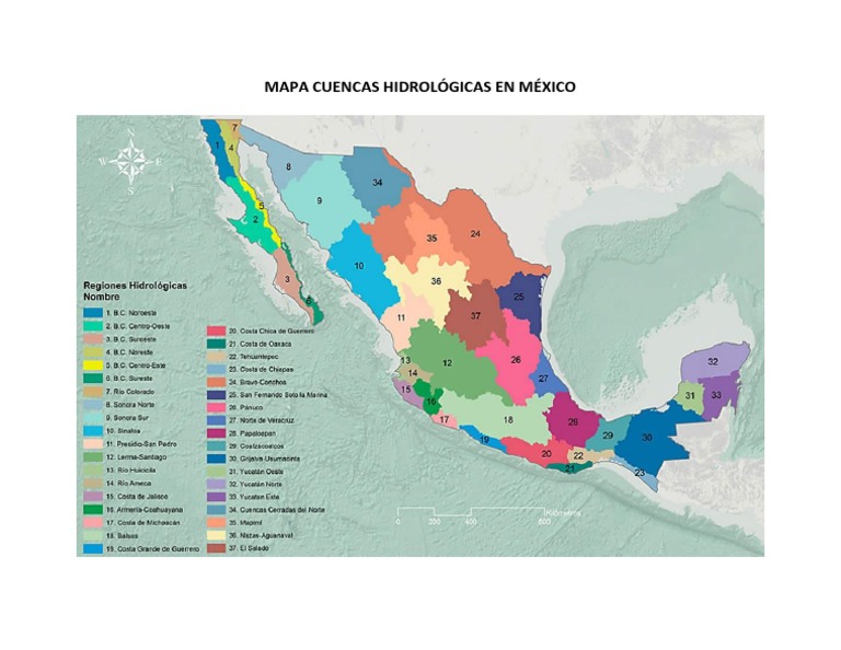 Mapa Cuencas Hidrológicas en México | PDF