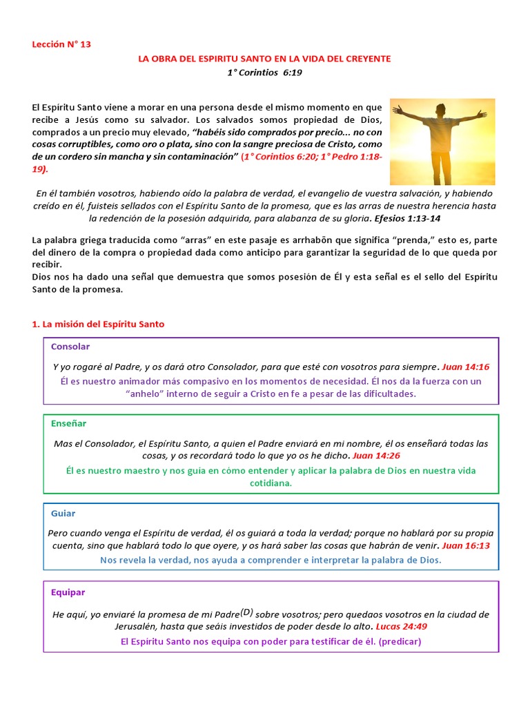 La Obra del Espíritu Santo en el Creyente | PDF | espíritu Santo ...