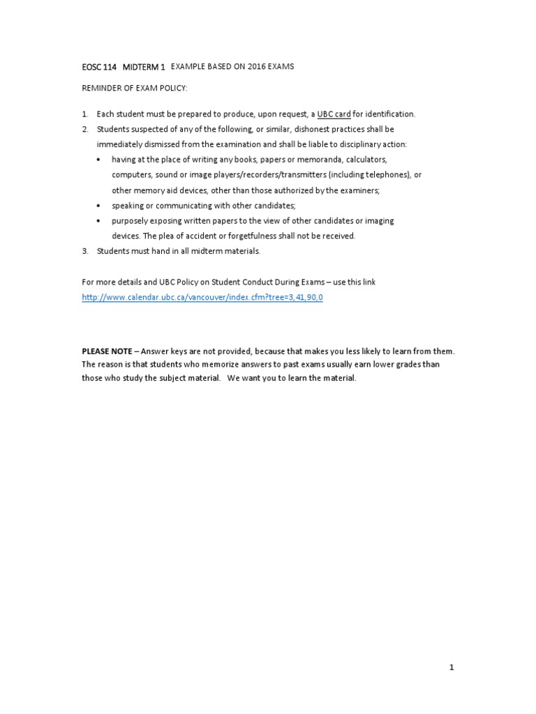 EOSC 114 Final Exam Guidelines | PDF | Earth | Atmosphere
