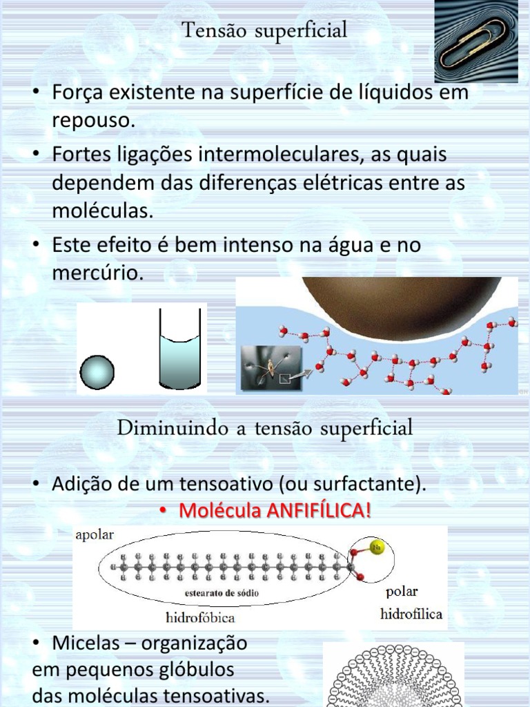 Tensoativos e Tensão Superficial | PDF | Sabonete | Tensão superficial