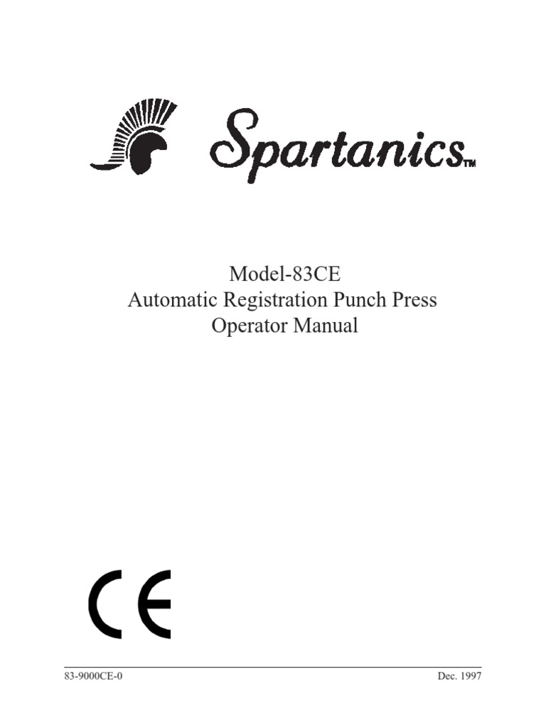 Model83CE Automatic Registration Punch Press Operator Manual PDF