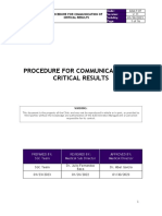 (Clinica San Pablo 18.04 GSA.P.07 PROCEDURE FOR COMMUNICATION OF CRITICAL RESULTS V.11) (Translated)