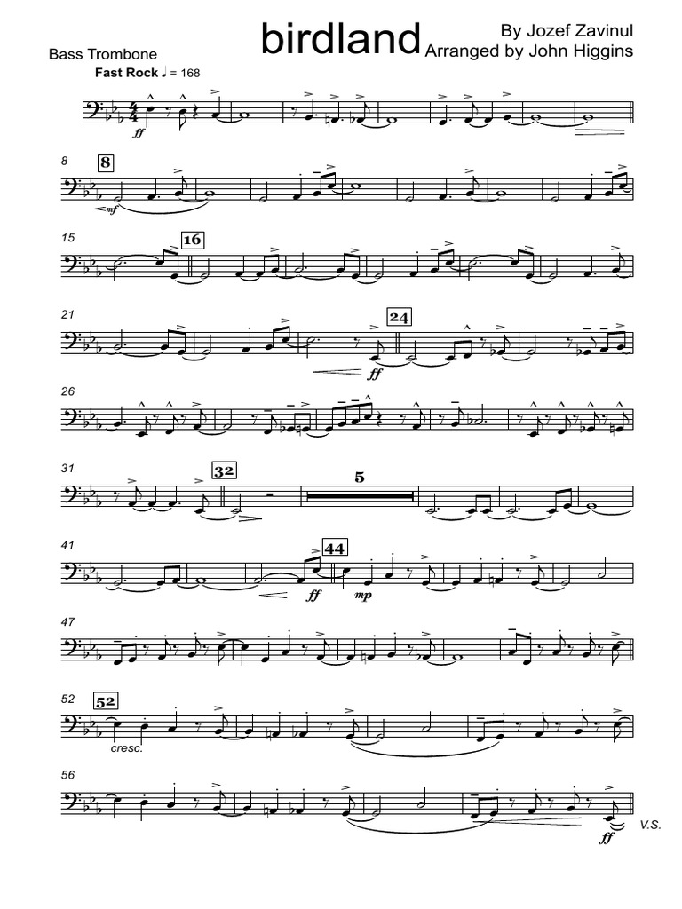 Birdland Bass Trombone Pdf