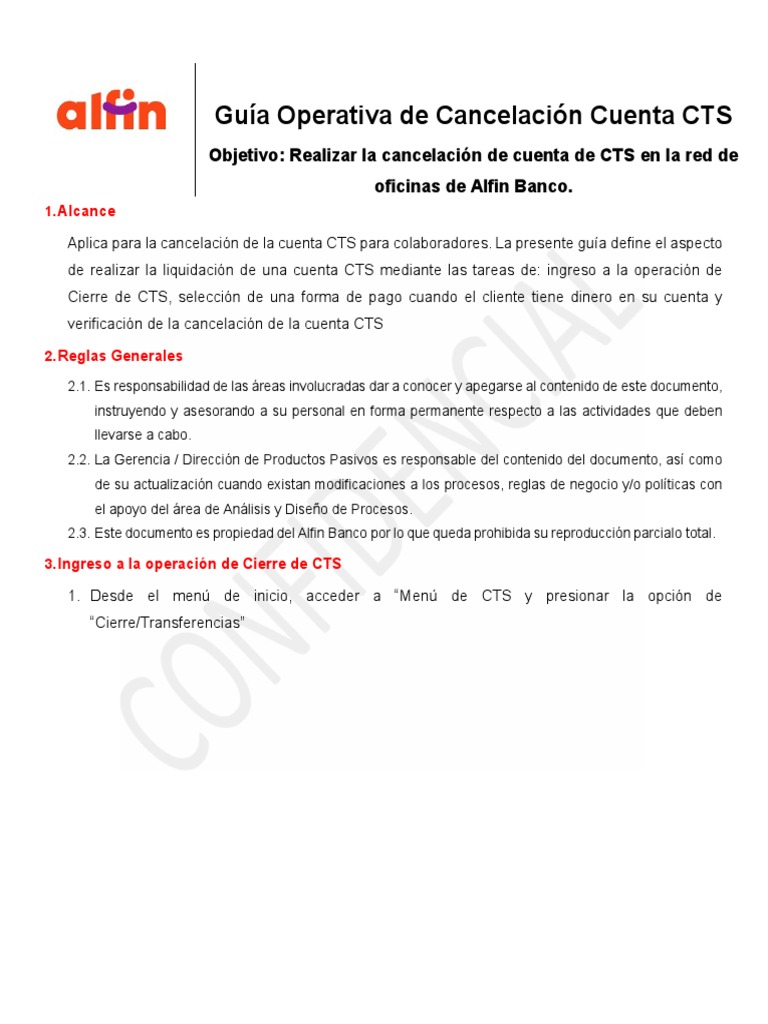 Guia-Operativa-de-Cancelacion-Cuenta-CTS Alfin Banco | PDF | Bancos ...