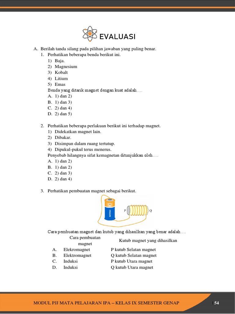 Evaluasi IPA Kelas IX: Magnet dan Transformator | PDF | Sains & Matematika