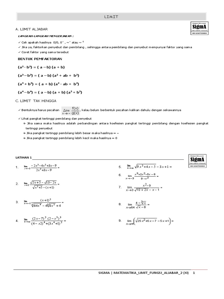 Contoh Soal Limit Pemfaktoran | PDF