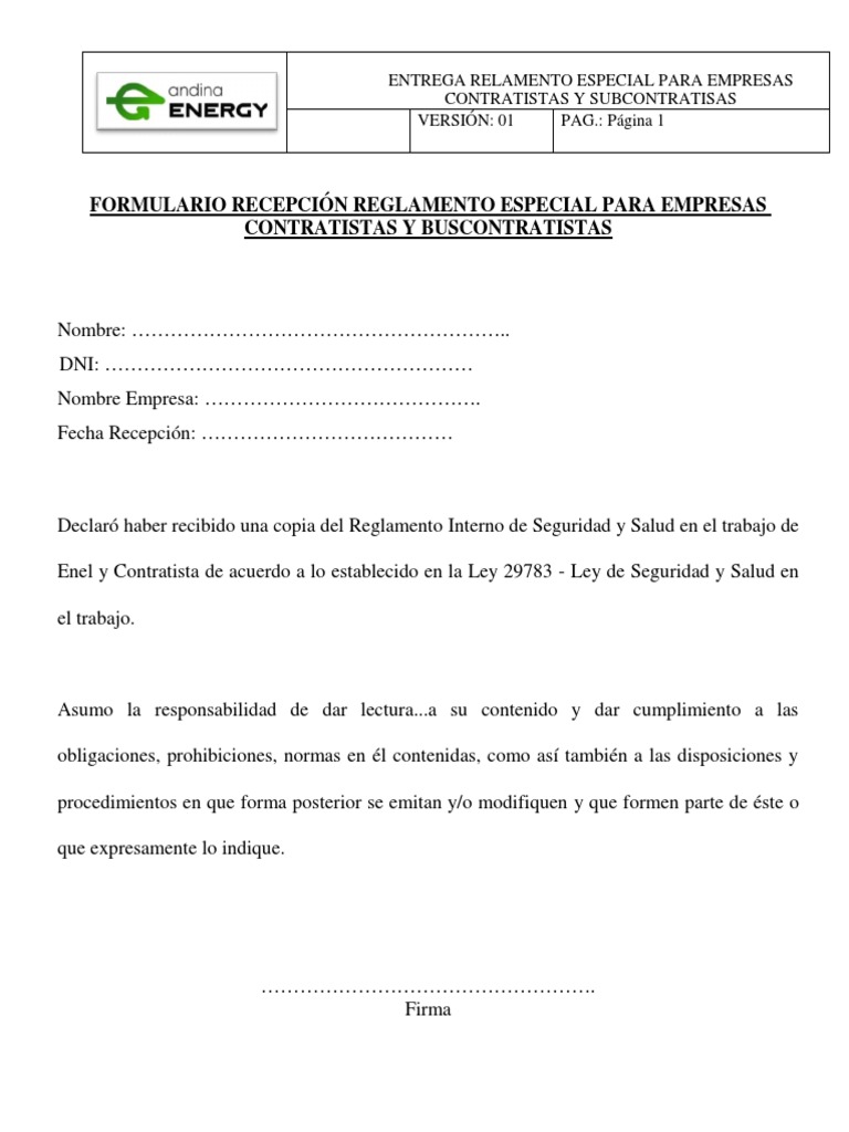 Reglamento Especial para Contratistas | PDF