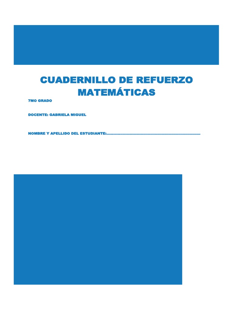 Cuadernillo 7mo Matematicas Pdf División Matemáticas Sustracción