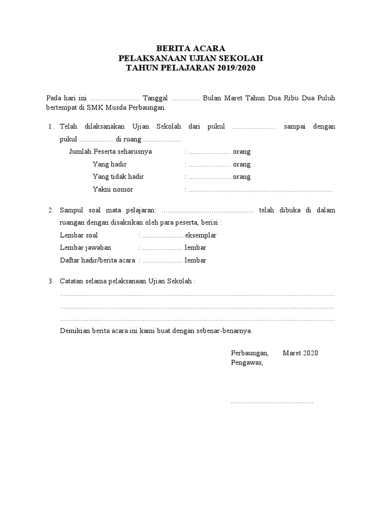 BERITA ACARA Ujian | PDF | Seni