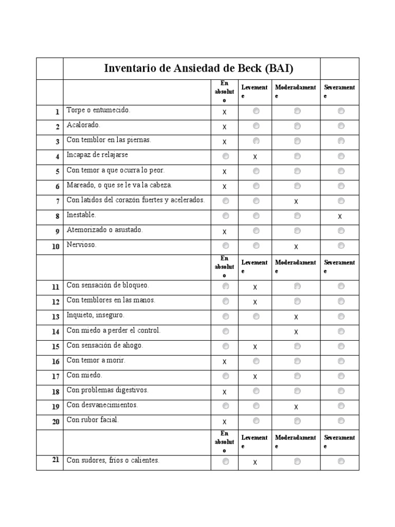 Test de Ansiedad de Beck PDF Ansiedad Medicina CLINICA