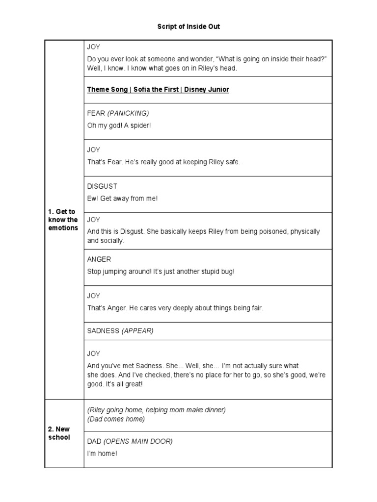 Inside Out Script Overview | PDF
