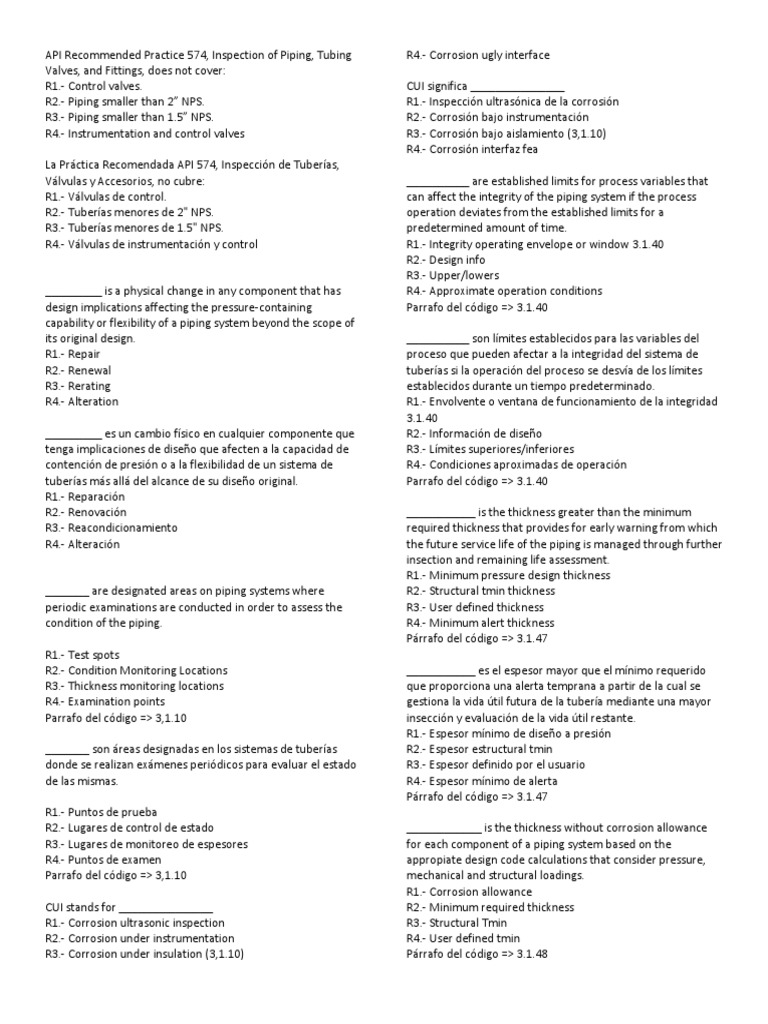 API Recommended Practice 574 | PDF | Química | Plomería