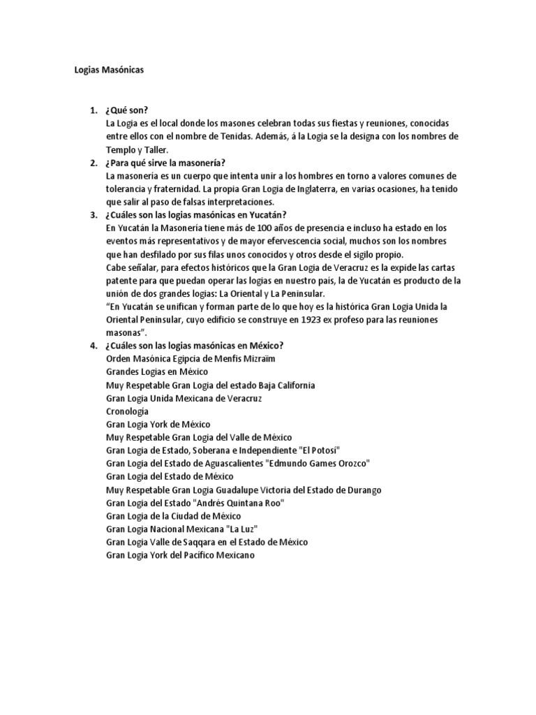 Logias Masónicas | PDF