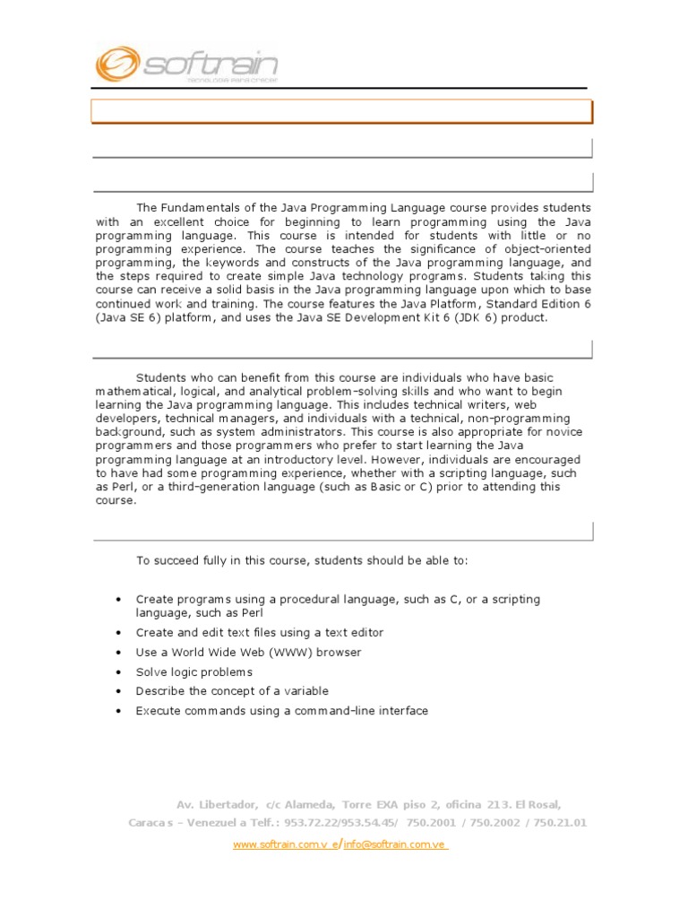 Fundamentals of The Java Programming Language | PDF | Java (Programming ...