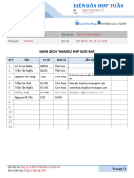 2. 6. (Template) Minutes of weekly meeting. Biên bản họp giao ban NKKK