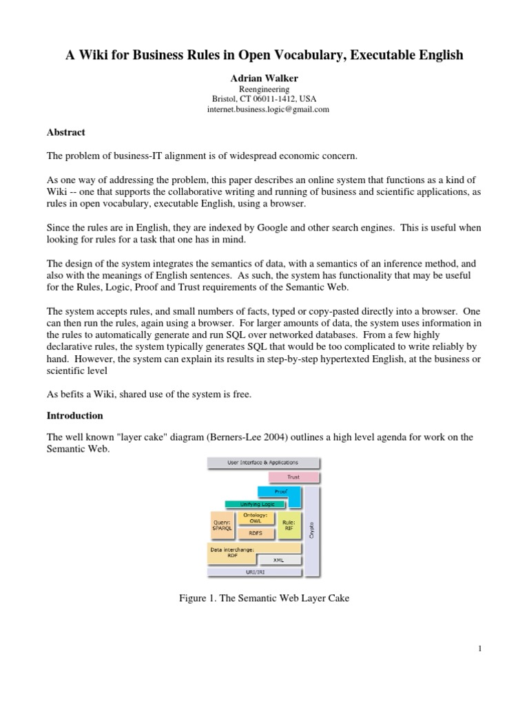 A Wiki For Business Rules in Open Vocabulary Executable English | PDF ...